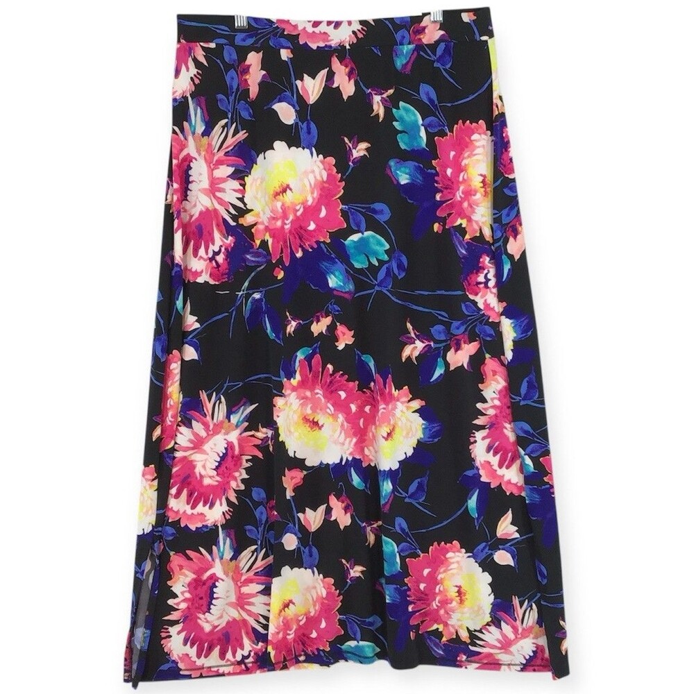 east5th NEW Maxi Skirt Women's XL Multicolor Black Hawaiian Beach Beachy Pull On